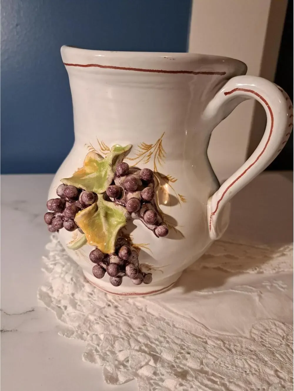 Italian Casa Kucharski Hand-Painted Ceramic Pitcher A. Zen Nove-Signed, 7
